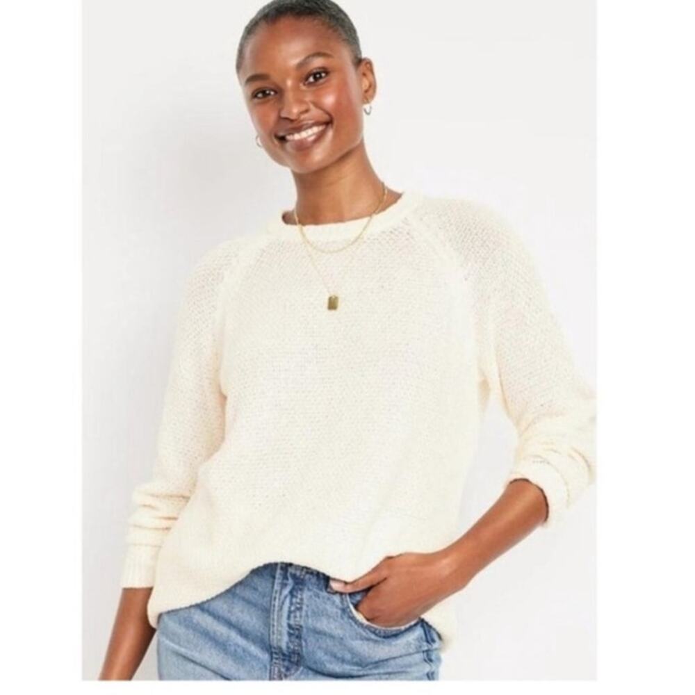 Old Navy Stitchy Cream Pullover Knit Sweater Size Small
